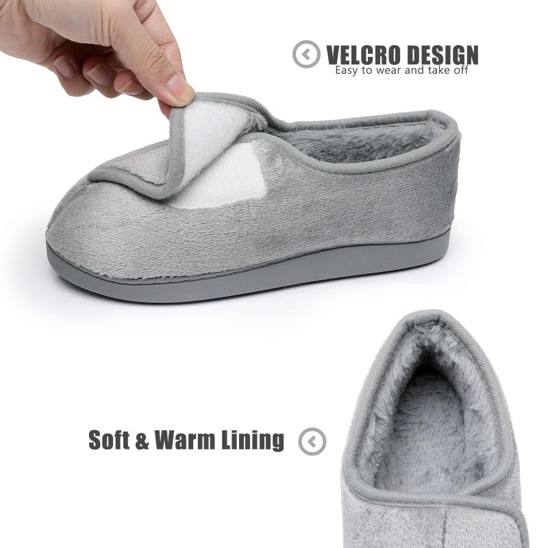 Git-up Women Soft wide Slippers Memory Foam Closed Toed Diabetic Arthritis Edema House Slippers - Image 3